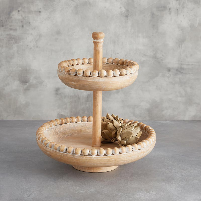 Beaded 2-Tier Stand - Bombay Mercantile