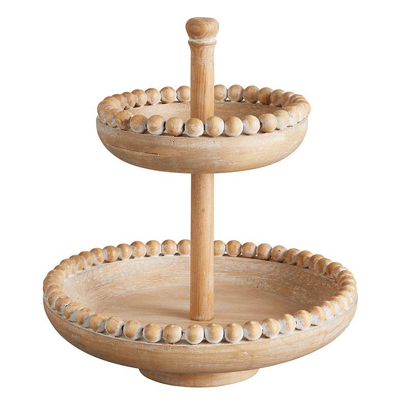 Beaded 2-Tier Stand - Bombay Mercantile