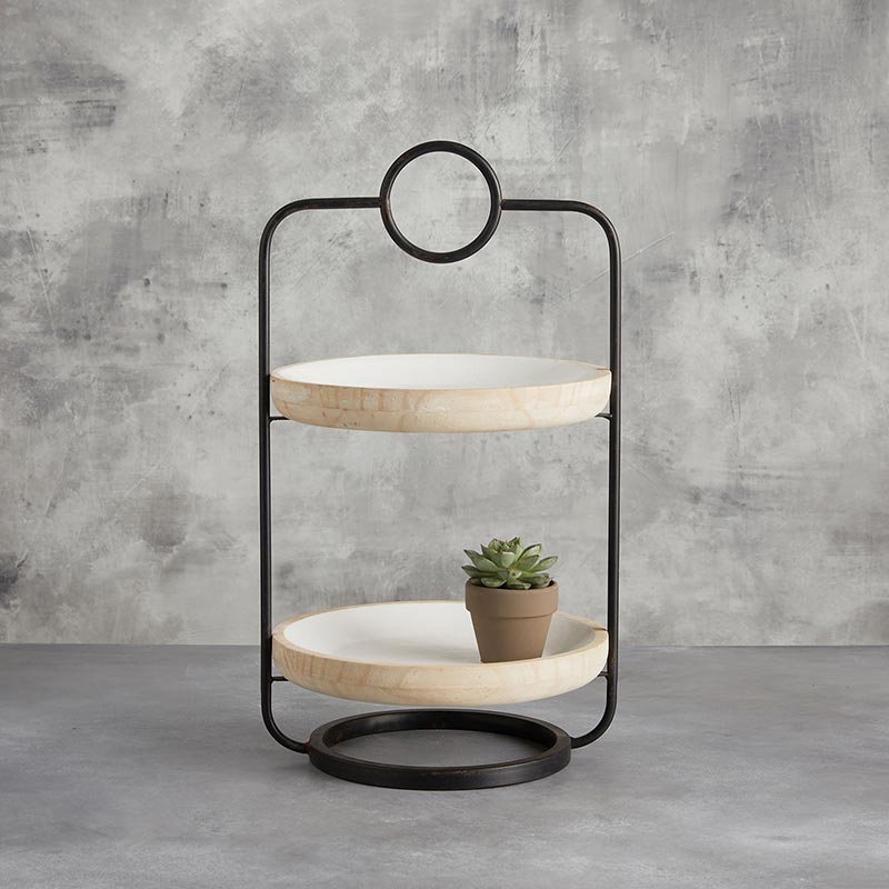 Metal/Wood 2-Tier Stand - Bombay Mercantile