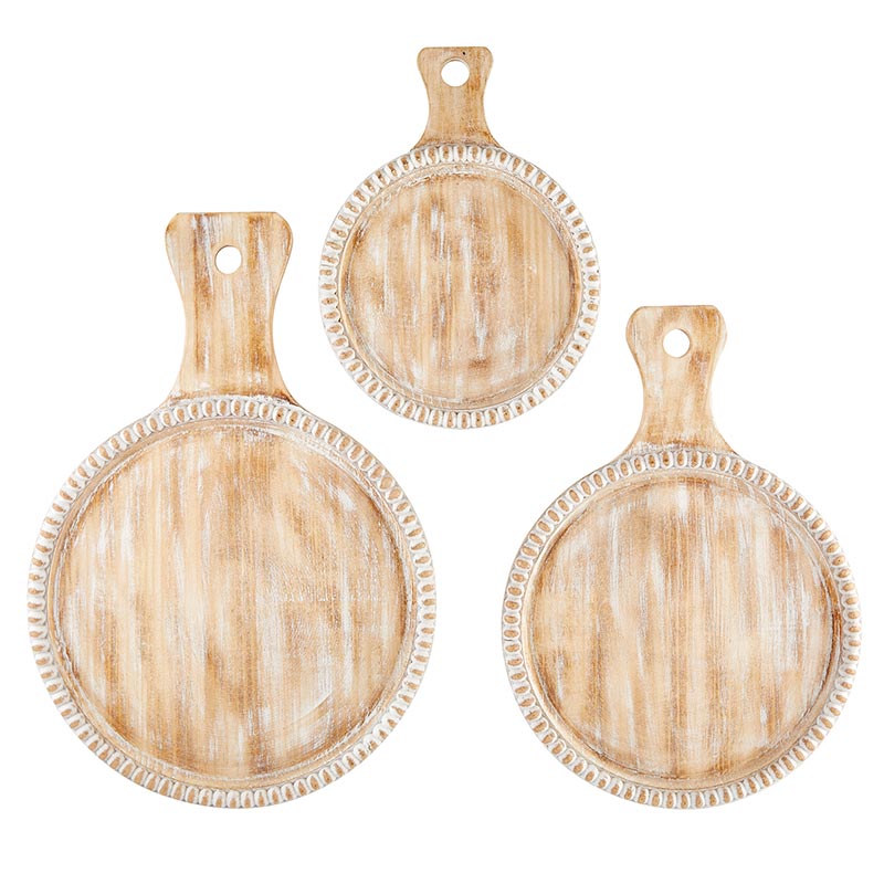Beaded Wood Trays - Set of 3 - Bombay Mercantile
