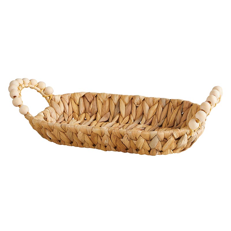 Beaded Seagrass Basket Round, In increment of 2 - Bombay Mercantile