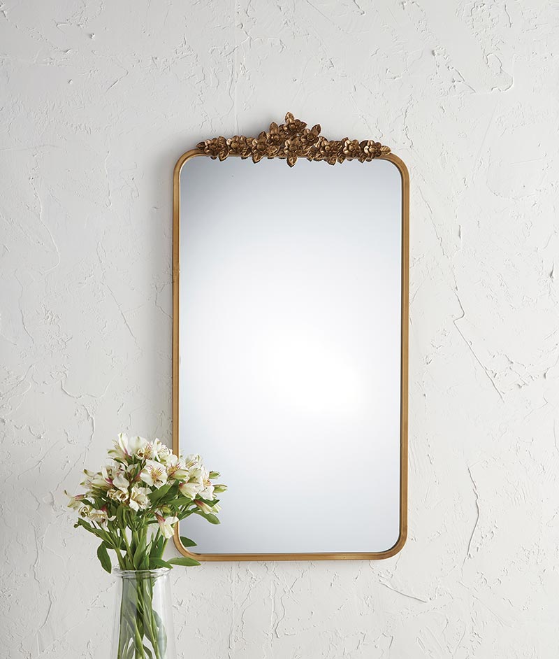 Narrow Gold Floral Mirror - Bombay Mercantile