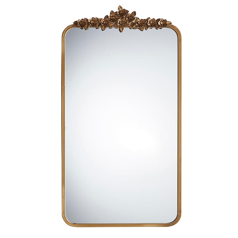 Narrow Gold Floral Mirror - Bombay Mercantile
