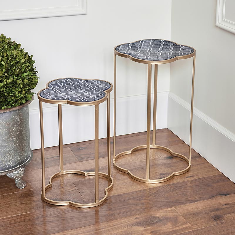 Blue Top Nested Tables - Set of 2 - Bombay Mercantile