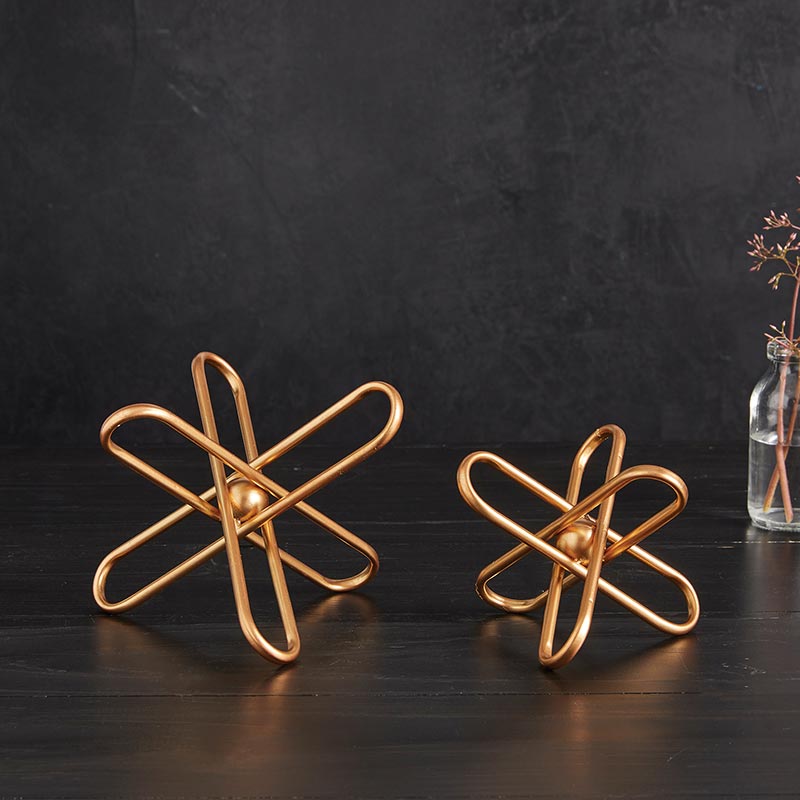 Gold Metal Abstract Décor Set, in increment of 2 - Bombay Mercantile