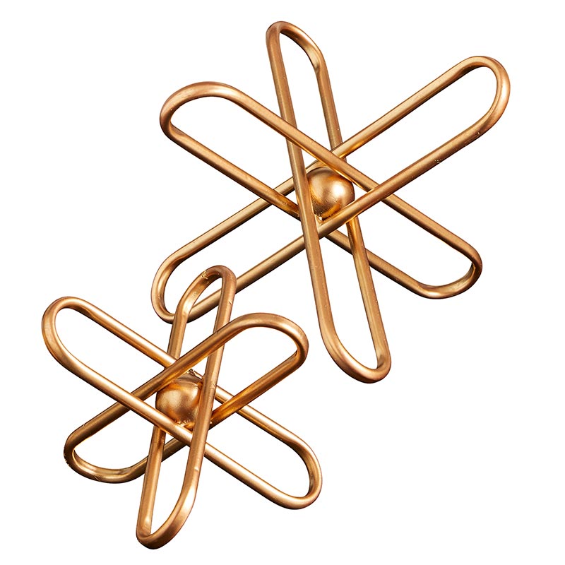 Gold Metal Abstract Décor Set, in increment of 2 - Bombay Mercantile