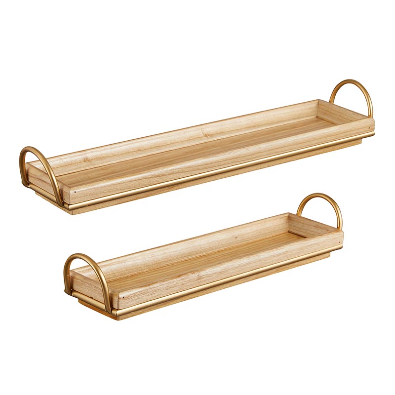 Gold Handle Trays - Set of 2 - Bombay Mercantile