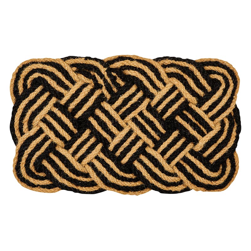 Black/Tan Woven Doormat, In increments of 2 - Bombay Mercantile