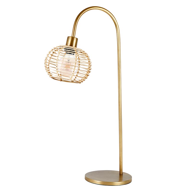 Rattan And Iron Table Lamp - Bombay Mercantile
