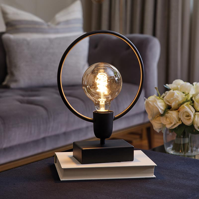 Black Round Table Lamp - Bombay Mercantile