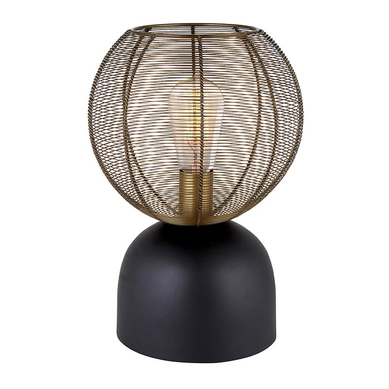Black/Gold Cage Table Lamp - Bombay Mercantile