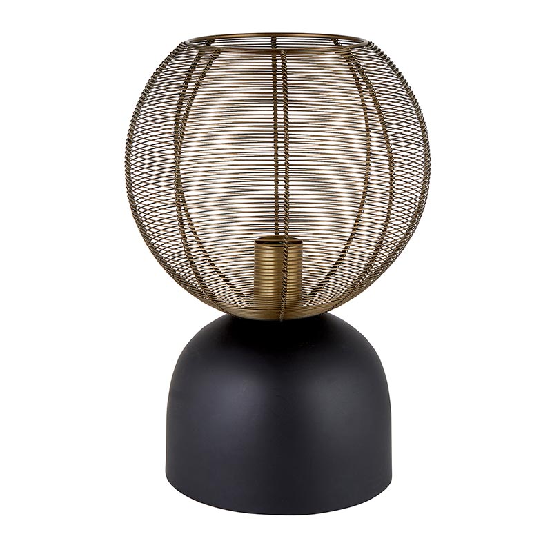 Black/Gold Cage Table Lamp - Bombay Mercantile