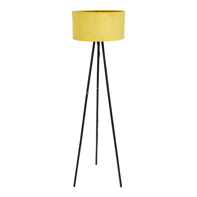 Iron Yellow Velvet Floor Lamp - Bombay Mercantile