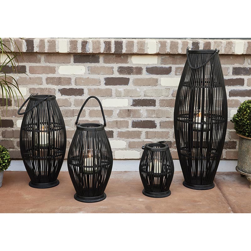 Black Rattan Lantern - Bombay Mercantile