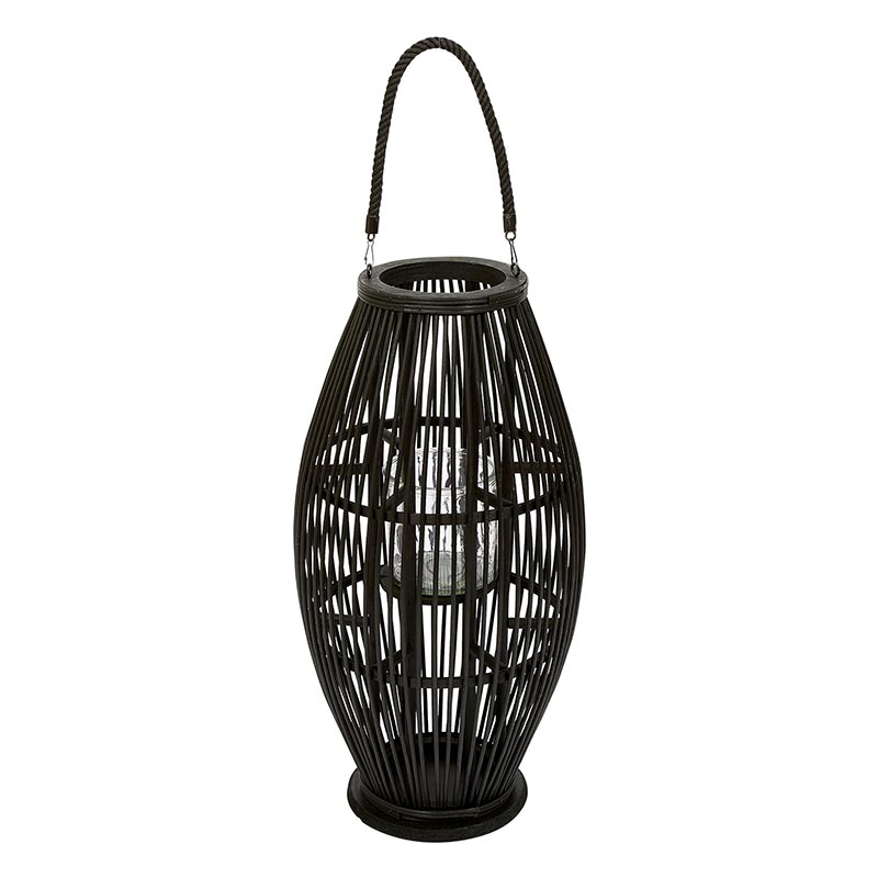 Black Rattan Lantern - Bombay Mercantile