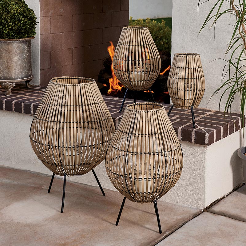 Bamboo Lantern on stand - Bombay Mercantile