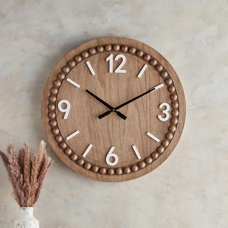 Beaded Wood Wall Clock - Bombay Mercantile