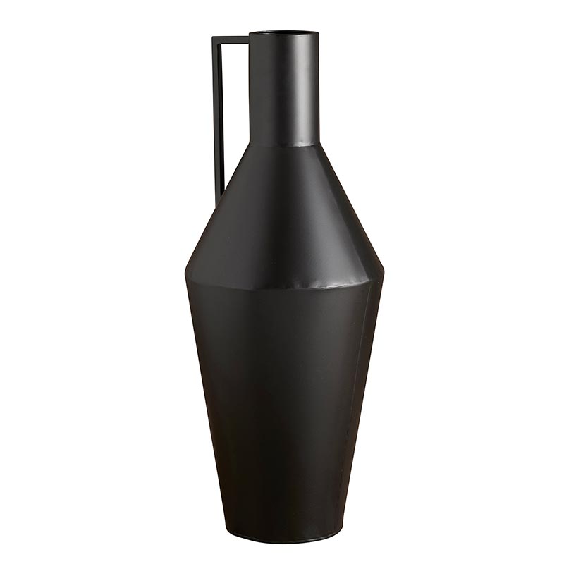 Matte Black Tall Vase With Handle - Bombay Mercantile