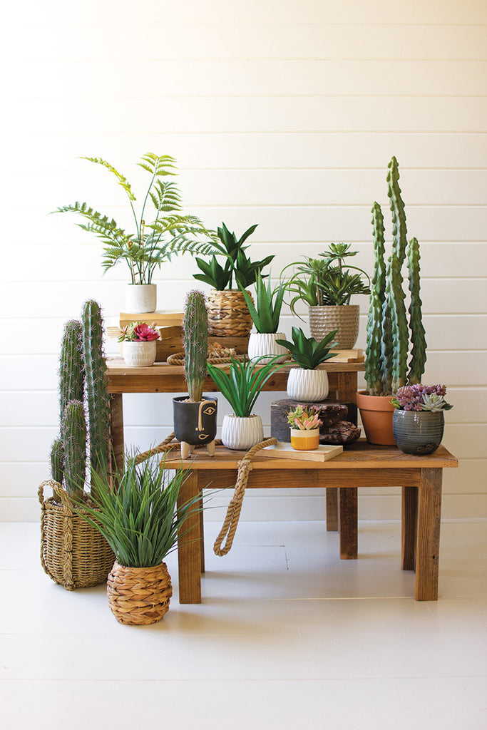 Artificial grass in a woven planter - The Nifty Decor