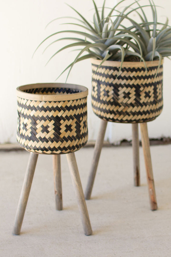 Woven & natural bamboo planter, set of 2 - The Nifty Decor