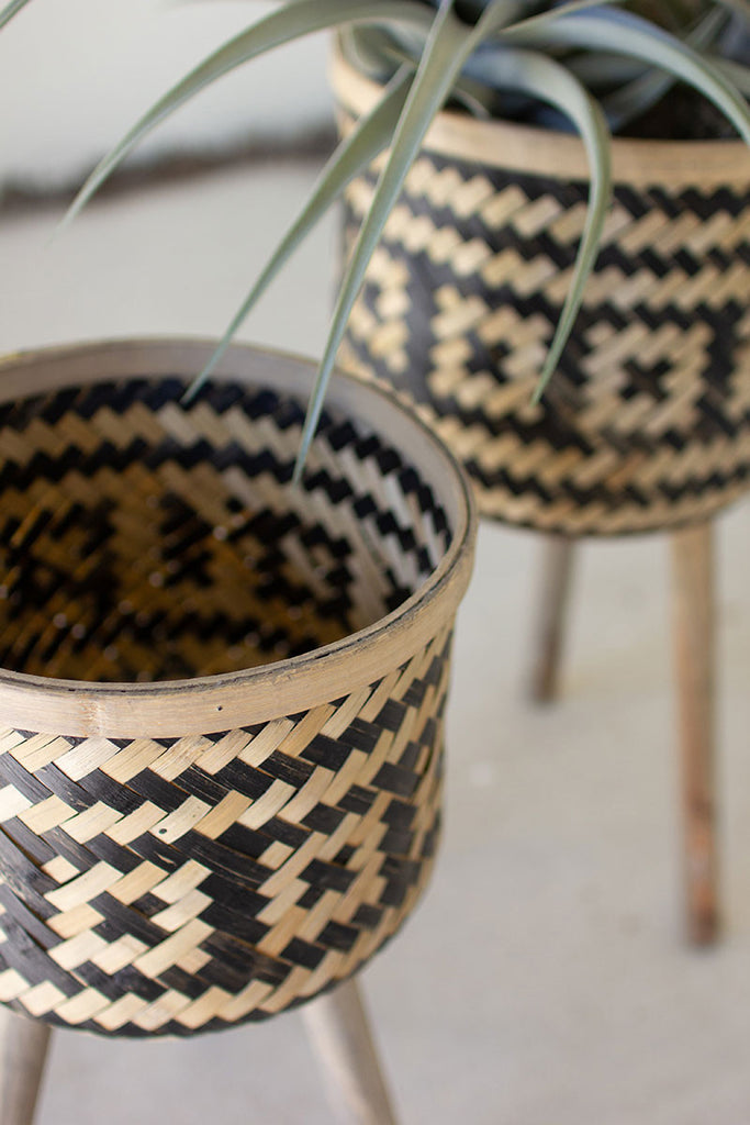 Woven & natural bamboo planter, set of 2 - The Nifty Decor