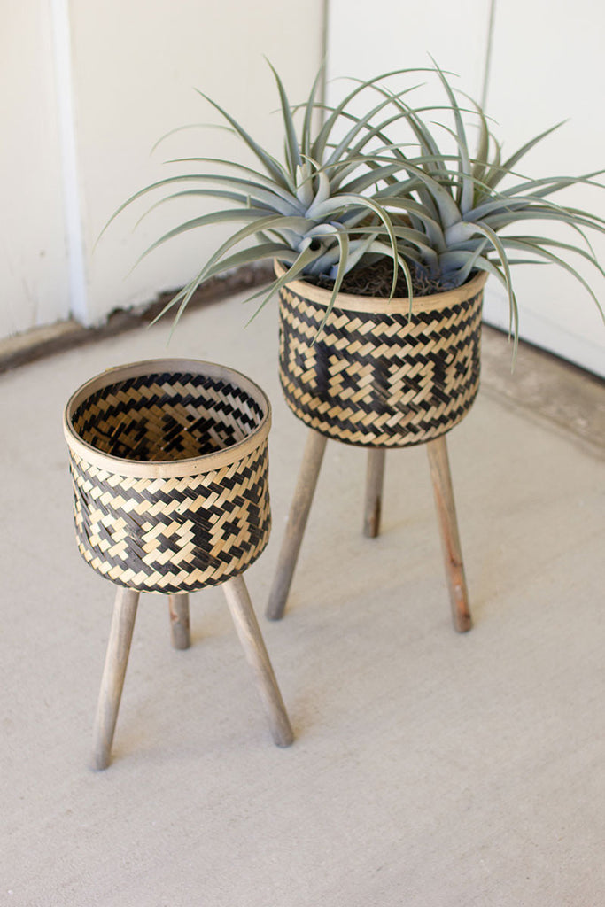 Woven & natural bamboo planter, set of 2 - The Nifty Decor