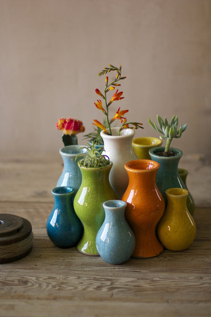 Multi-colored vases, Set of 13 - The Nifty Decor
