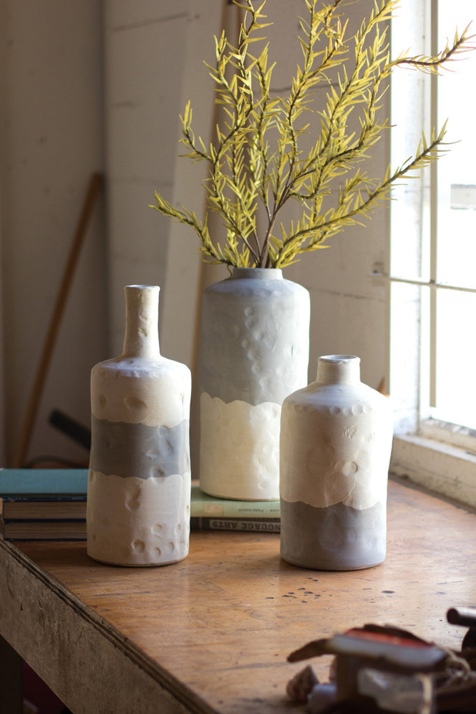 Matte grey and cream vases, set of 3 - The Nifty Decor