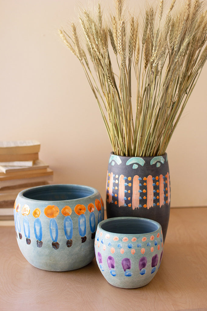 Hand-painted colorful ceramic vases, set of 3 - The Nifty Decor