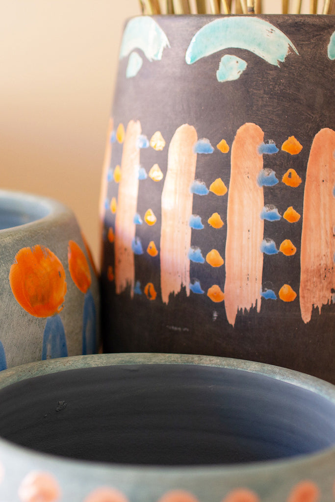 Hand-painted colorful ceramic vases, set of 3 - The Nifty Decor