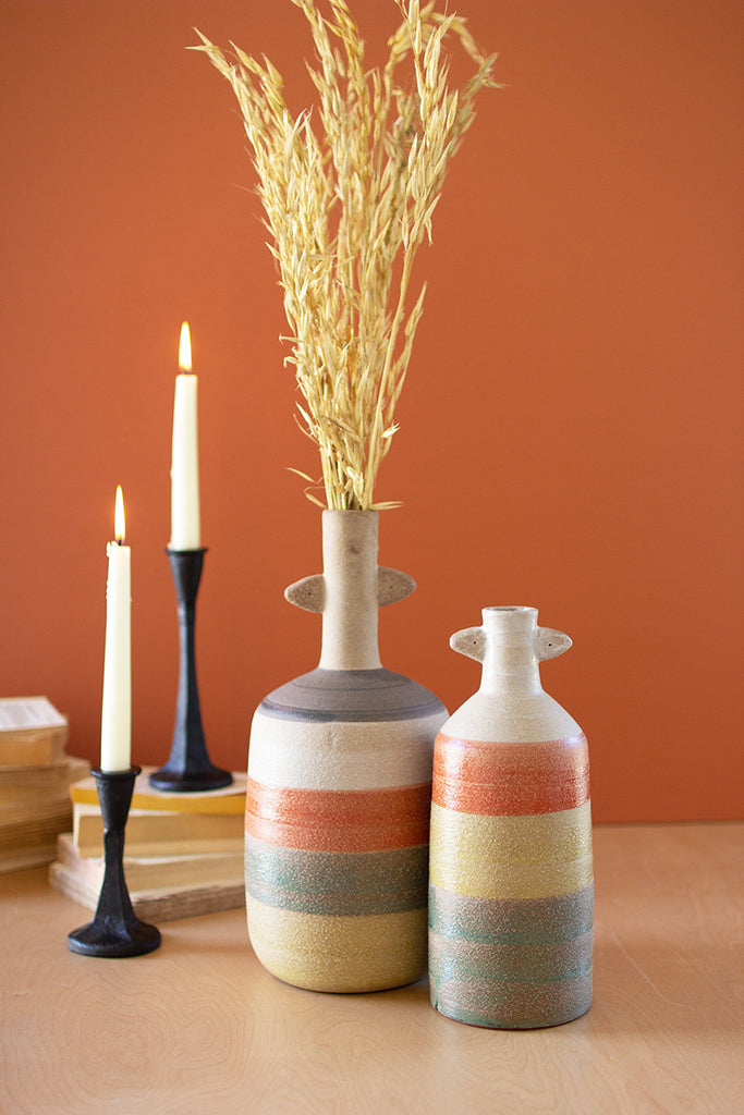Striped ceramic bottles, set of 2 - The Nifty Decor