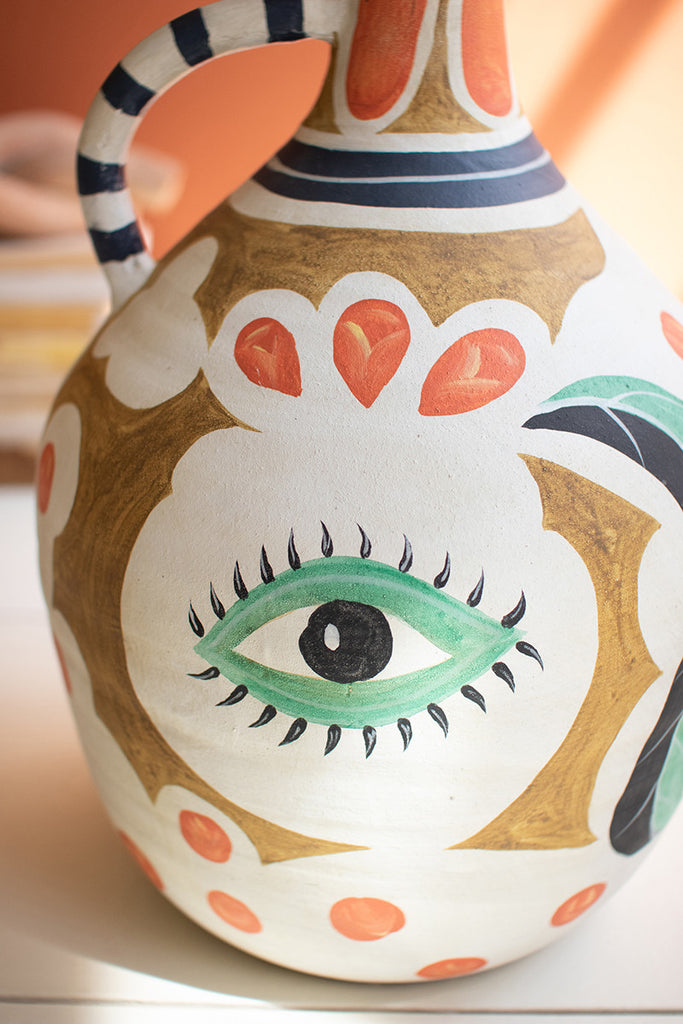 Ceramic pitcher with eye - The Nifty Decor