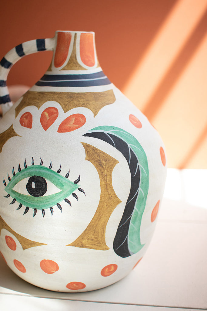 Ceramic pitcher with eye - The Nifty Decor