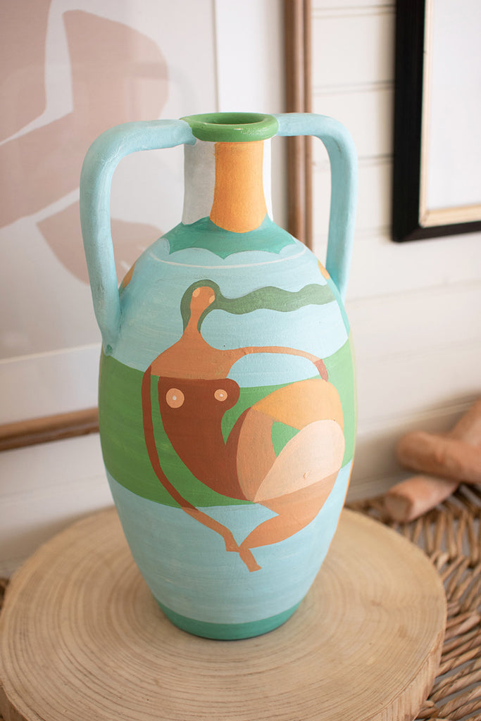 Multi-colored urn with two handles - The Nifty Decor