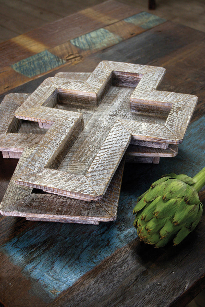 Wooden cross trays, set of 2 - The Nifty Decor