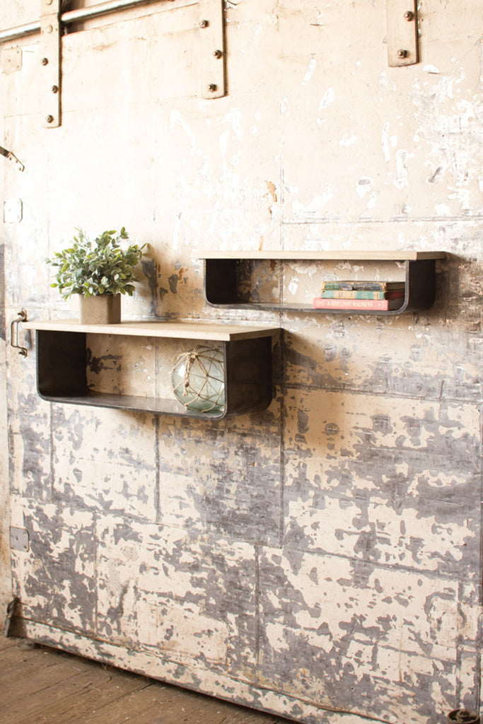 Set of 2 metal and wood shelves - The Nifty Decor