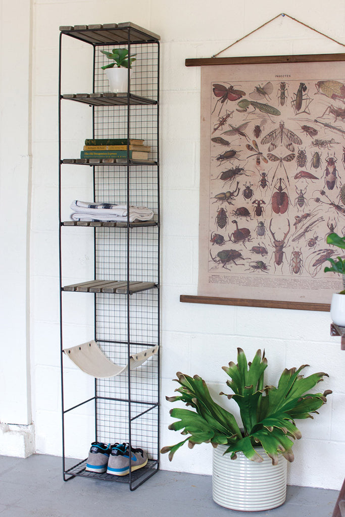 Canvas sling shelf tower - The Nifty Decor