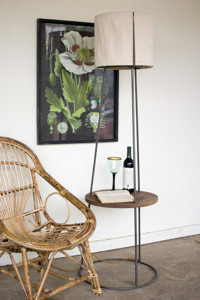Side table floor lamp with canvas shade - The Nifty Decor
