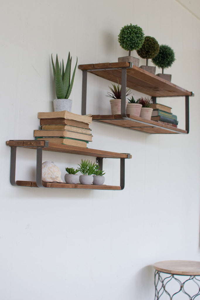 Set of 2 recycled wood and metal shelves - The Nifty Decor