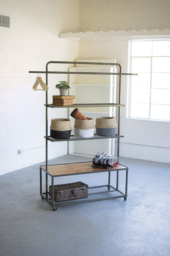 Display unit with wire mesh and wood shelves - The Nifty Decor