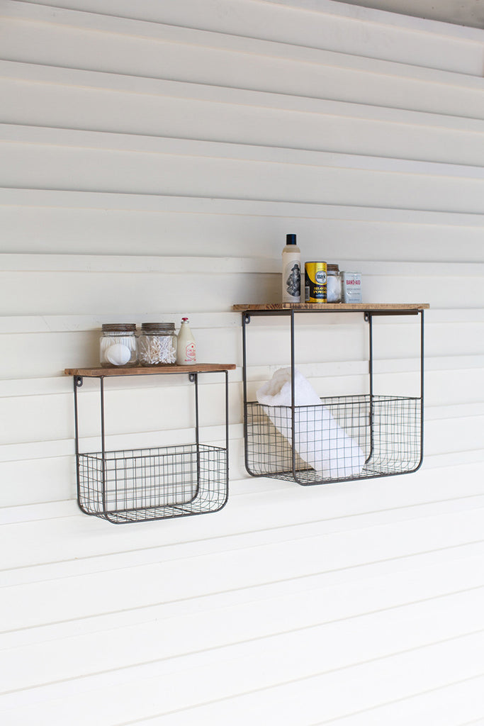 Shelves with wood tops, set of 2 - The Nifty Decor
