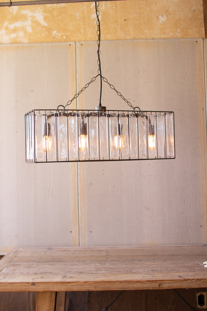 Rectangle pendant light with glass chimes - The Nifty Decor