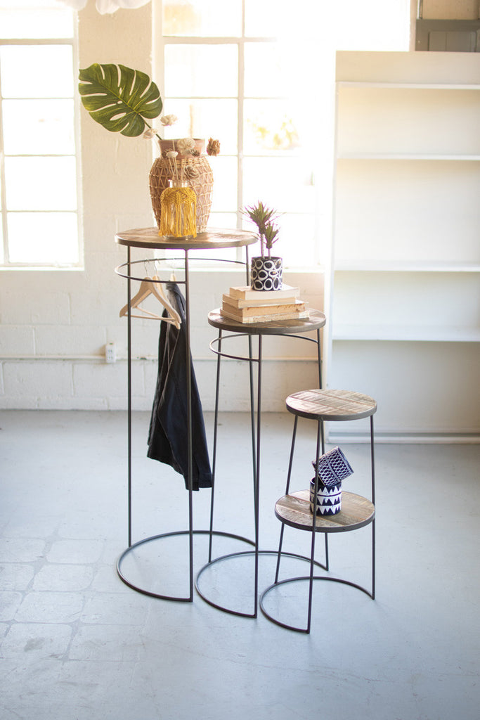 Display pedestals with wood tops, set of 3 - The Nifty Decor