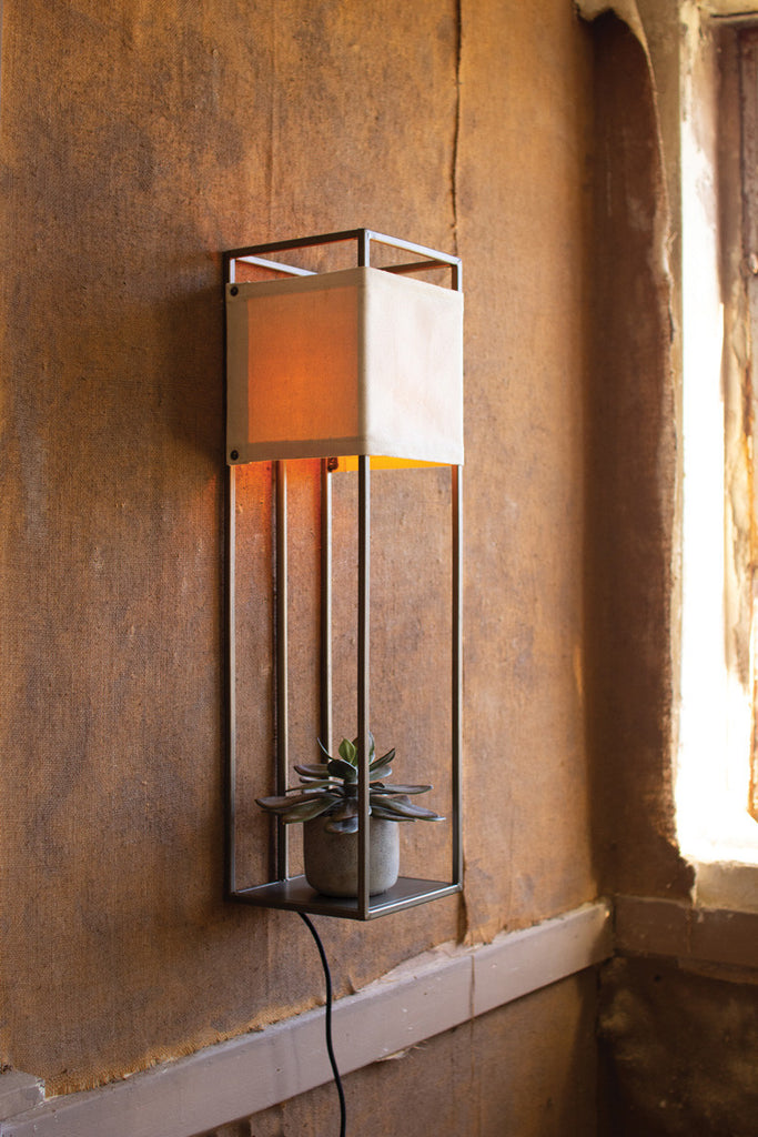 Wall lamp with metal frame and canvas shade - The Nifty Decor