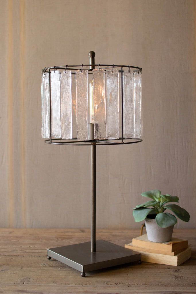 Glass chimes and raw metal table lamp - The Nifty Decor
