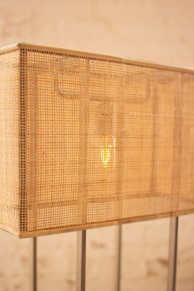 Metal floor lamp with wire rattan shade - The Nifty Decor