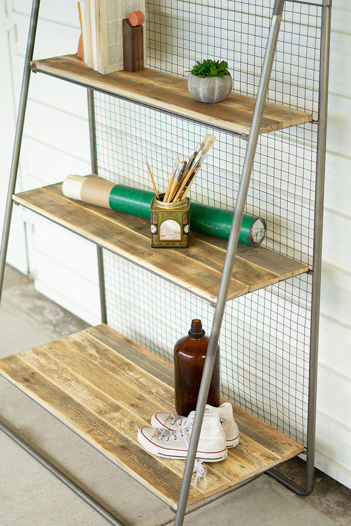 Three tiered recycled shelving - The Nifty Decor
