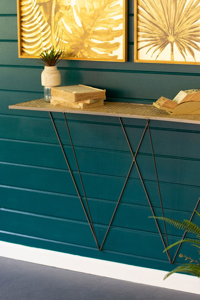 Woven bamboo top console - The Nifty Decor
