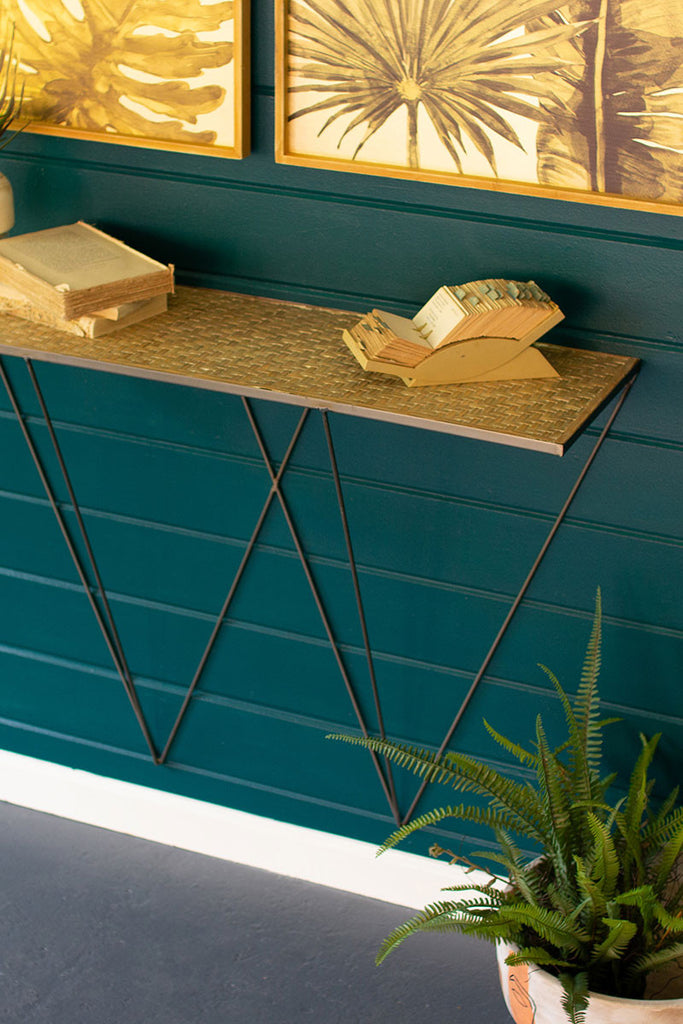 Woven bamboo top console - The Nifty Decor
