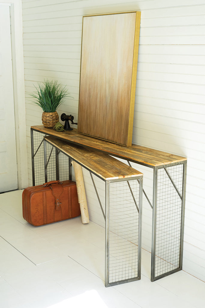 Set of 2 Recycled wood & metal console tables - The Nifty Decor